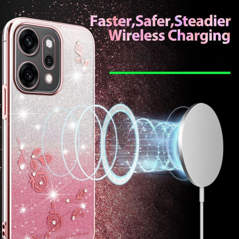 Cover Oppo Reno 14 Pro 5g Blomster Og Rhinsten