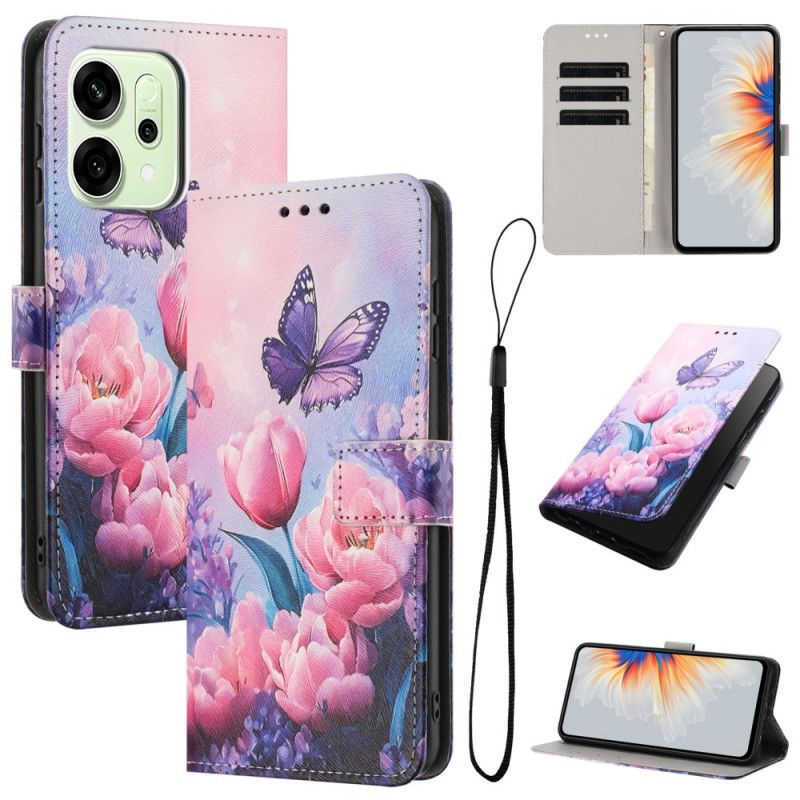 Flip Cover Oppo Reno 14 Pro 5g Blomstermotiv