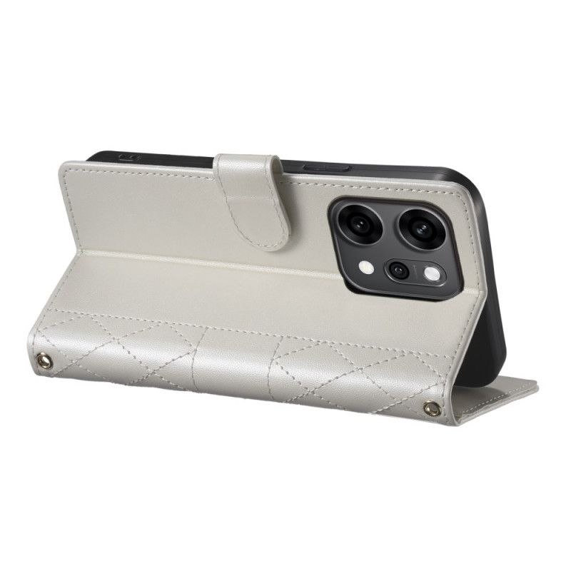 Læder Cover Oppo Reno 14 Pro 5g Quiltet Med Rem Og Skulderrem