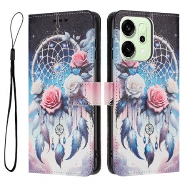 Læder Cover Oppo Reno 14 Pro 5g Telefon Etui Blomsterdrømmefanger