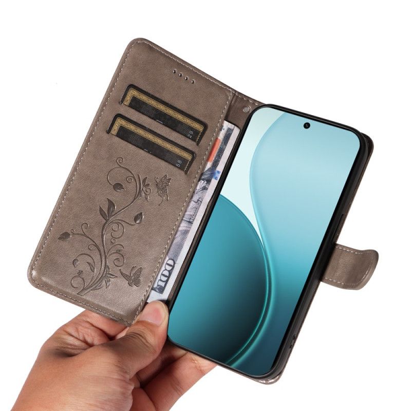 Læder Cover Oppo Reno 14 Pro 5g Telefon Etui Lille Blomster