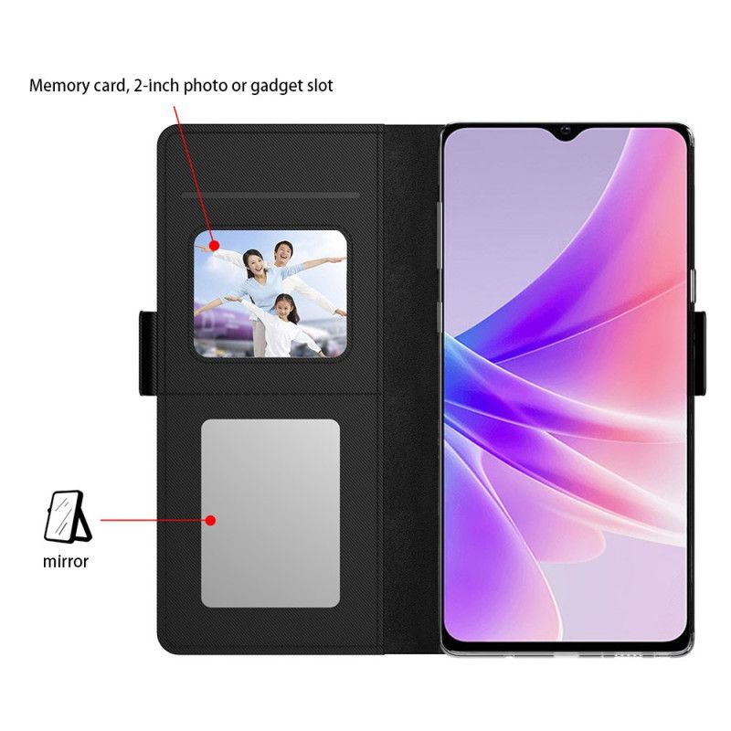 Læder Cover Oppo Reno 14 Pro 5g Telefon Etui Spejl Og Aftagelig Kortholder