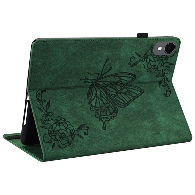 Etui Samsung Galaxy Tab S11 Sommerfugl Med Ruskindseffekt