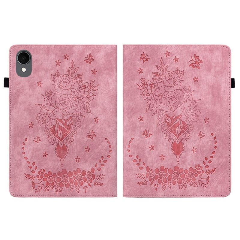 Etui Til Samsung Galaxy Tab S11 Blomstermotiv Med Ruskindseffekt