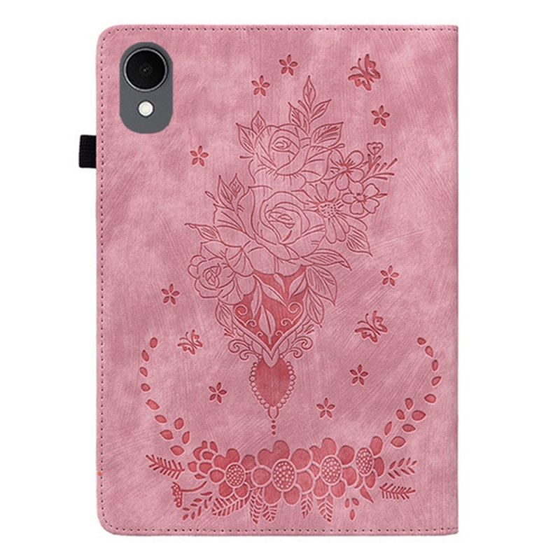 Etui Til Samsung Galaxy Tab S11 Blomstermotiv Med Ruskindseffekt
