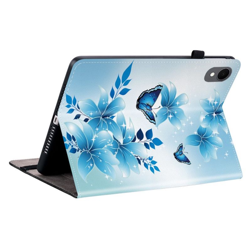 Etui Til Samsung Galaxy Tab S11 Sommerfugle Og Blå Blomster