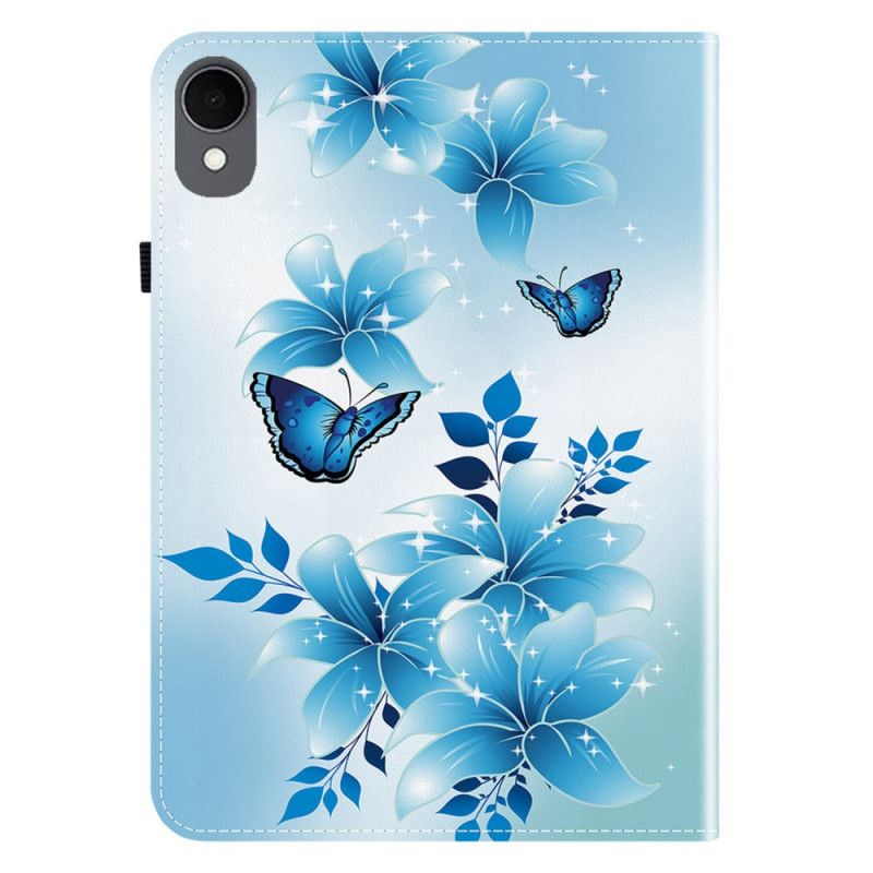 Etui Til Samsung Galaxy Tab S11 Sommerfugle Og Blå Blomster