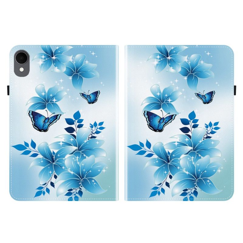 Etui Til Samsung Galaxy Tab S11 Sommerfugle Og Blå Blomster