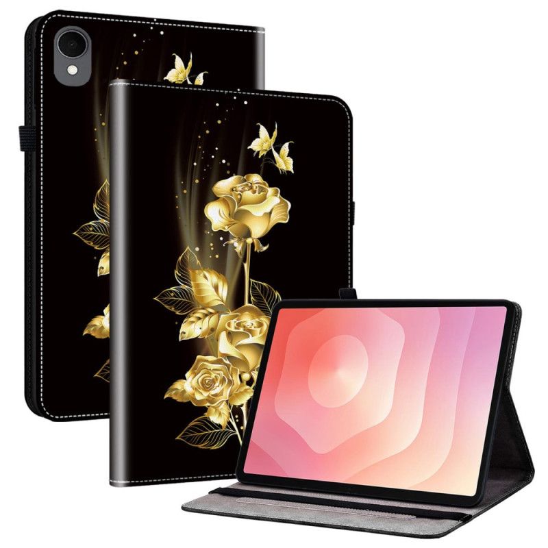 Etui Til Samsung Galaxy Tab S11 Sommerfugle Og Gyldne Roser