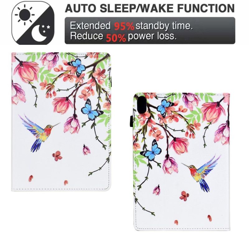 Flip Cover Samsung Galaxy Tab S11 Farvede Blomster Og Fugle
