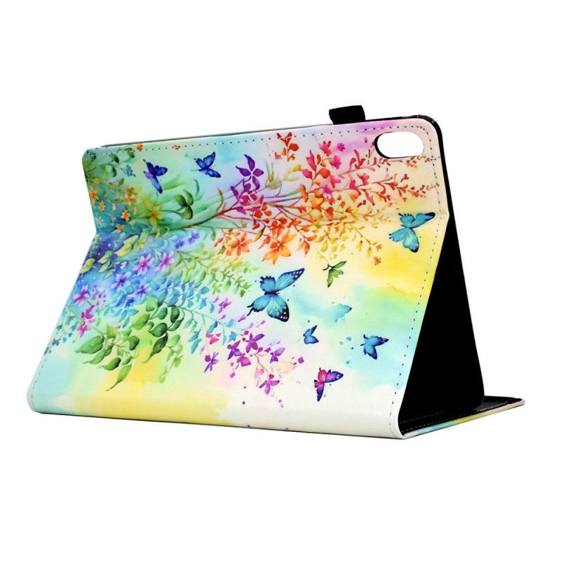 Flip Cover Samsung Galaxy Tab S11 Farvede Blomster Og Sommerfugle