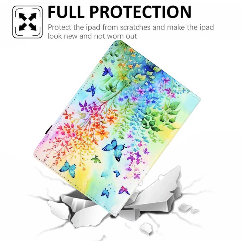 Flip Cover Samsung Galaxy Tab S11 Farvede Blomster Og Sommerfugle