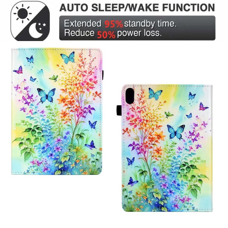 Flip Cover Samsung Galaxy Tab S11 Farvede Blomster Og Sommerfugle