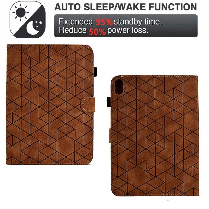 Flip Cover Samsung Galaxy Tab S11 Geometrisk Mønster Med Ruskindseffekt