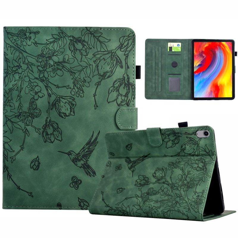 Flip Cover Samsung Galaxy Tab S11 Plantemønster Med Ruskindseffekt
