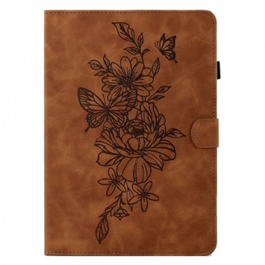 Flip Cover Samsung Galaxy Tab S11 Ruskindsblomst- Og Sommerfugleeffekt