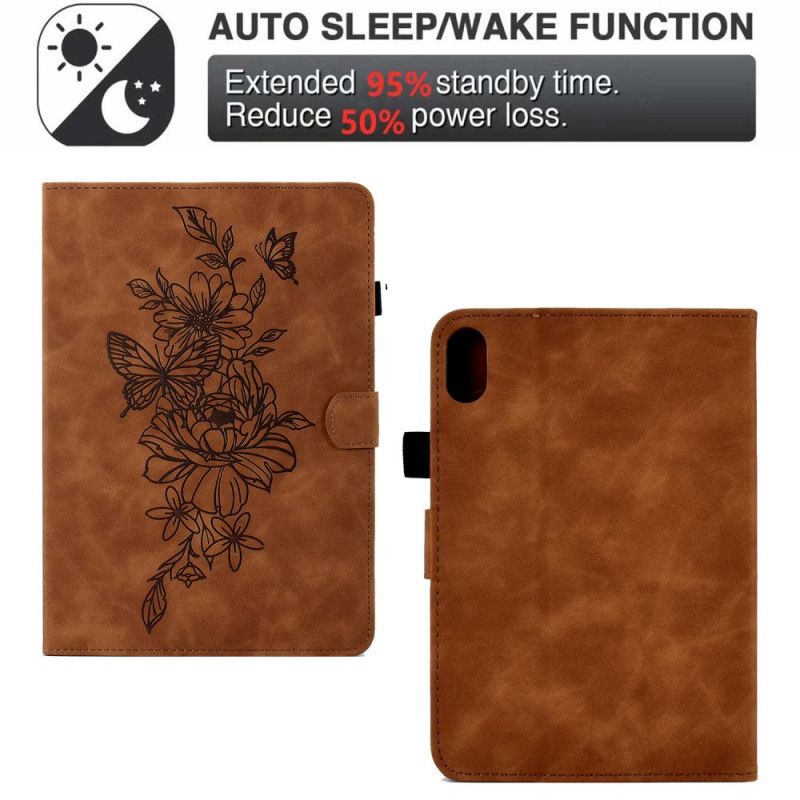 Flip Cover Samsung Galaxy Tab S11 Ruskindsblomst- Og Sommerfugleeffekt
