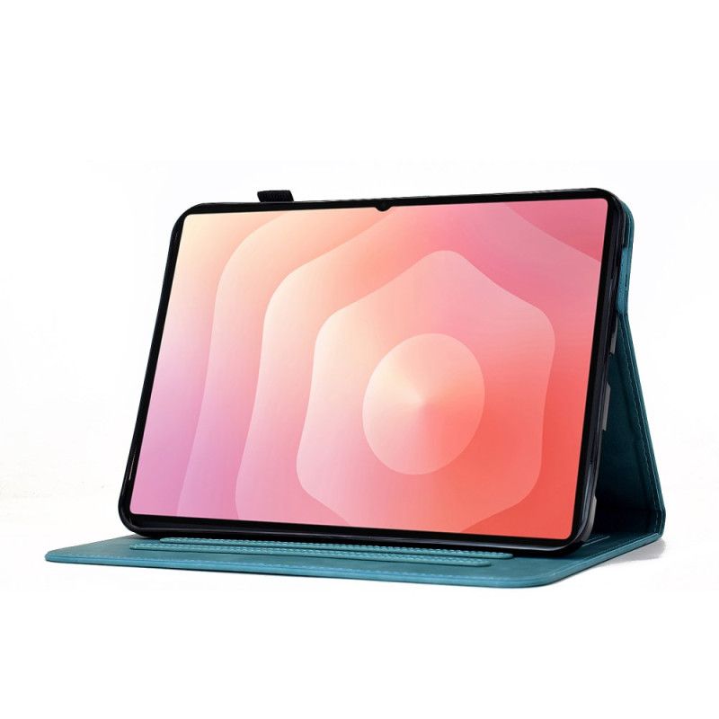 Læder Cover Samsung Galaxy Tab S11 Blomstermønster I Ruskind