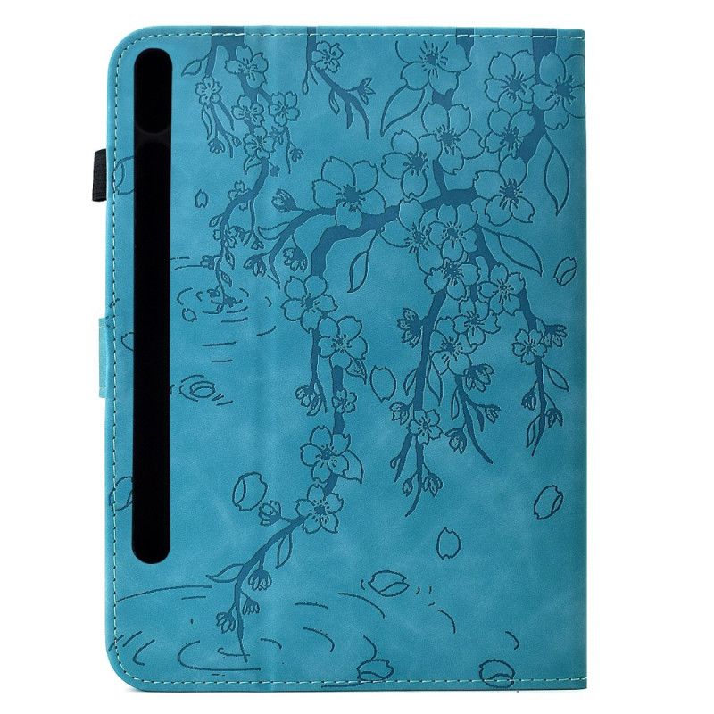 Læder Cover Samsung Galaxy Tab S11 Blomstermønster I Ruskind