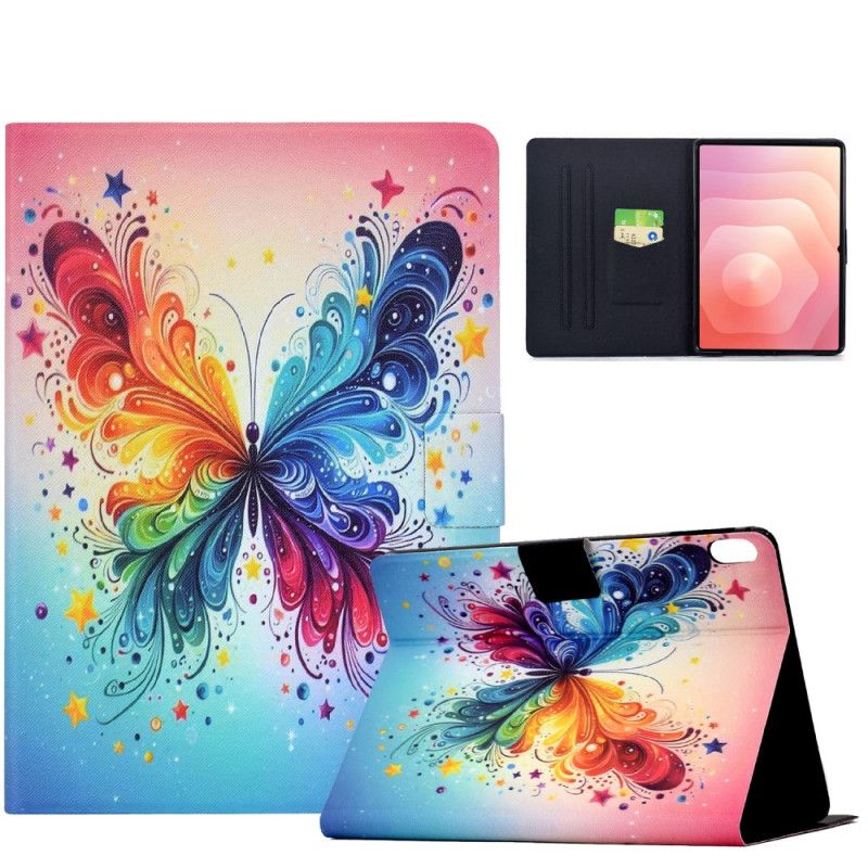 Læder Cover Samsung Galaxy Tab S11 Telefon Etui Akvarelsommerfugl