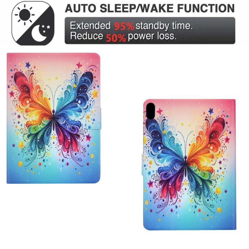 Læder Cover Samsung Galaxy Tab S11 Telefon Etui Akvarelsommerfugl