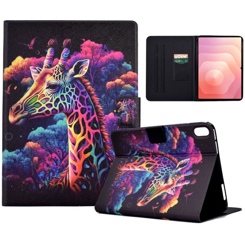 Læder Cover Samsung Galaxy Tab S11 Telefon Etui Farverig Giraf
