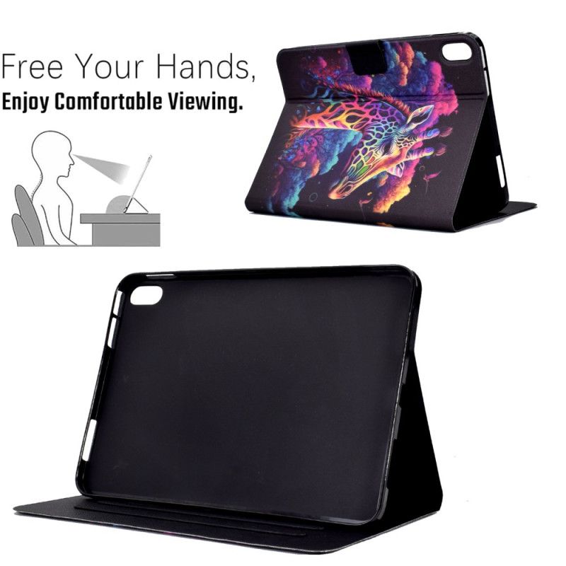Læder Cover Samsung Galaxy Tab S11 Telefon Etui Farverig Giraf