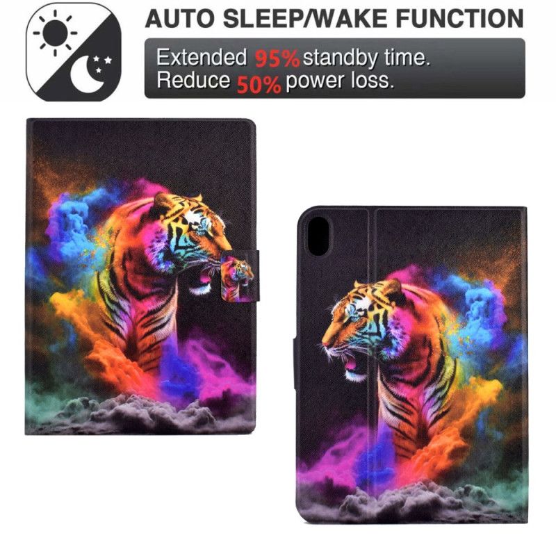 Læder Cover Samsung Galaxy Tab S11 Telefon Etui Farverig Tiger