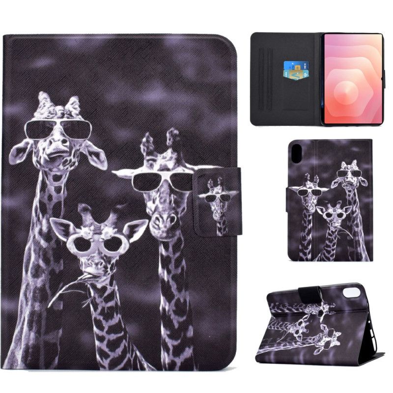 Læder Cover Samsung Galaxy Tab S11 Telefon Etui Tre Giraffer
