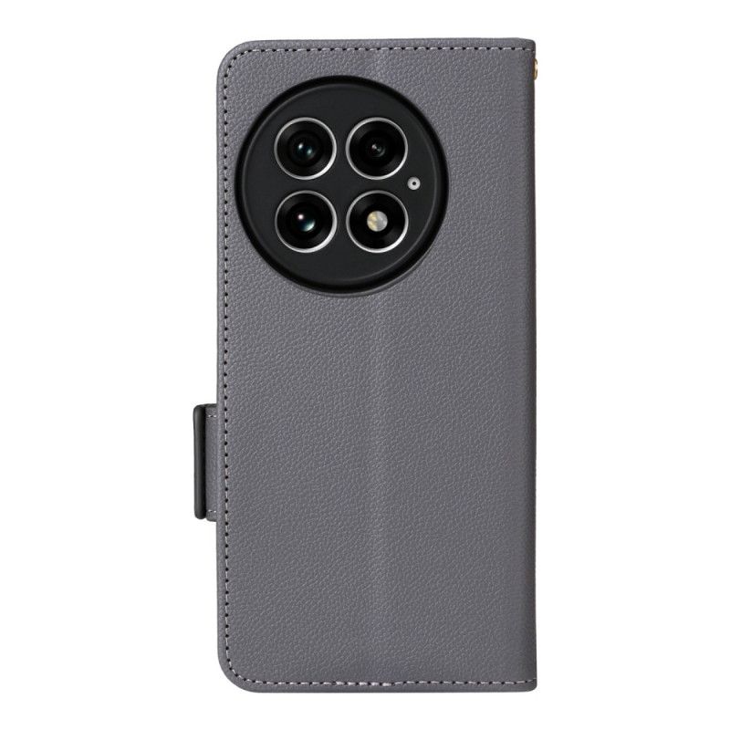 Flip Cover Til Oneplus 13 Tekstureret Kunstlæder Med Rem