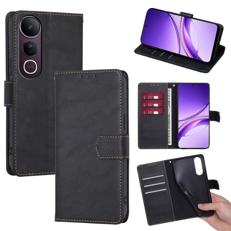 Flip Cover Til Vivo V50 Lite 5g Rfid Blokerende Lædereffekt