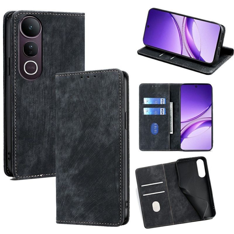 Flip Cover Til Vivo V50 Lite 5g Rfid-blokerende Ruskindseffekt