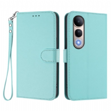 Flip Cover Vivo V50 Lite 5g Almindeligt Kunstlæder Med Snor