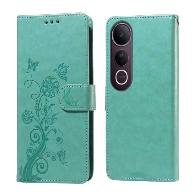 Flip Cover Vivo V50 Lite 5g Blomstersommerfuglemønster