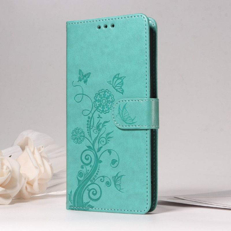 Flip Cover Vivo V50 Lite 5g Blomstersommerfuglemønster