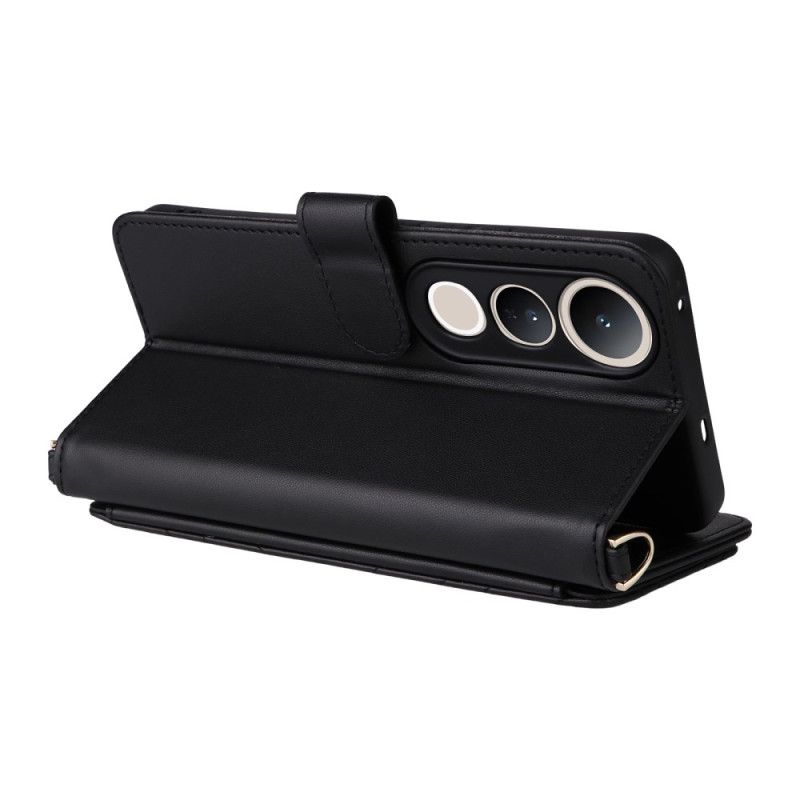 Flip Cover Vivo V50 Lite 5g Quiltet Med Snor Og Skulderrem