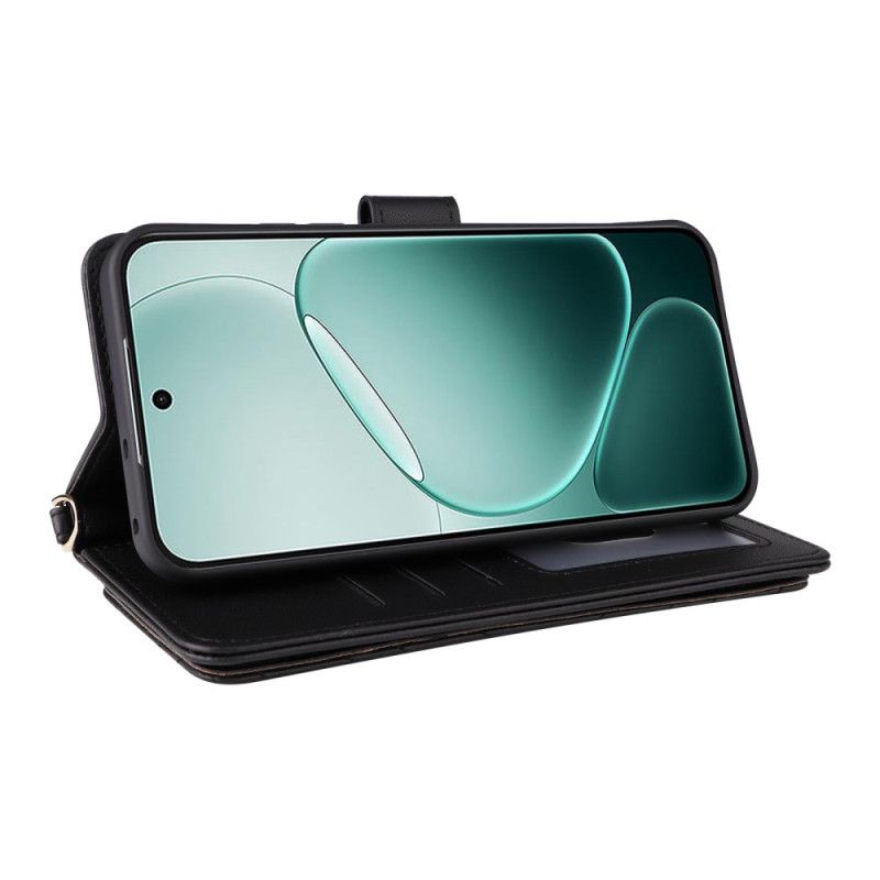 Læder Cover Vivo V50 Lite 5g Quiltet Med Skulderrem Og Snor