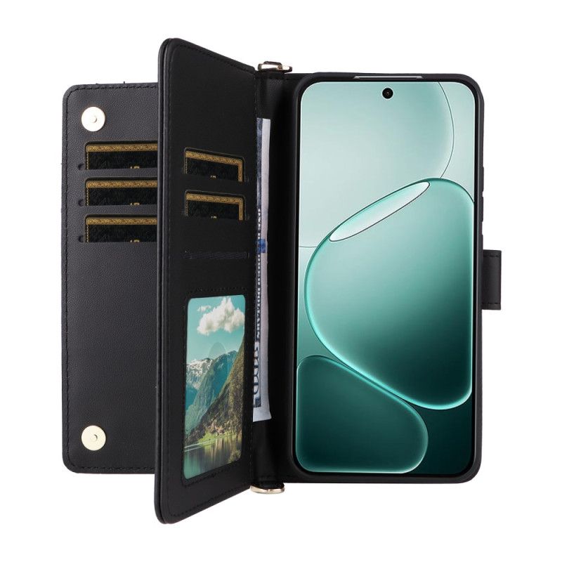 Læder Cover Vivo V50 Lite 5g Quiltet Med Skulderrem Og Snor