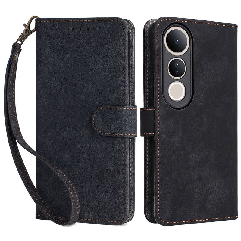 Læder Cover Vivo V50 Lite 5g Rfid-beskyttelse Med Snor