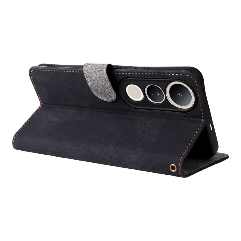 Læder Cover Vivo V50 Lite 5g Rfid-beskyttelse Med Snor