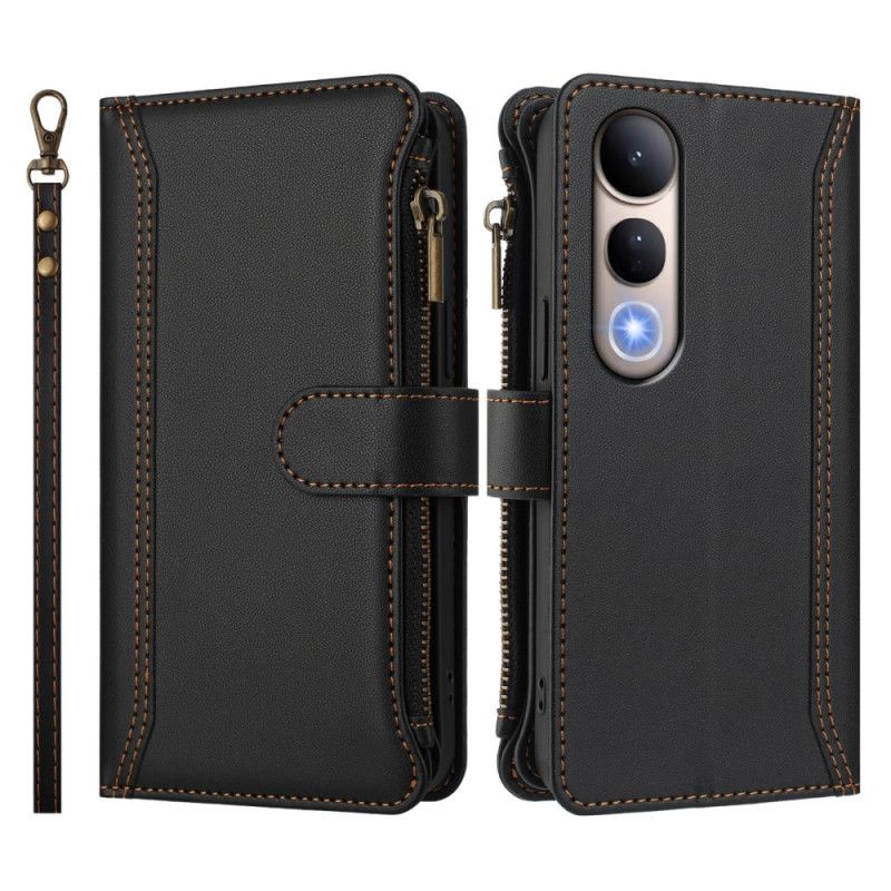 Læder Cover Vivo V50 Lite 5g Telefon Etui Pung Med 9 Kortpladser