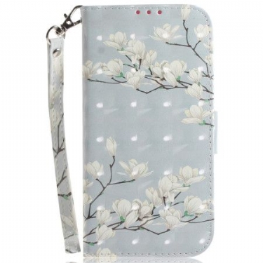 Flip Cover Oneplus Nord 5 Hvide Remmeblomster