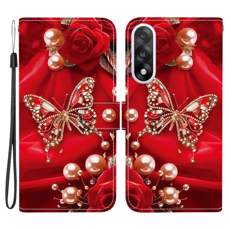 Flip Cover Oneplus Nord 5 Røde Sommerfugle