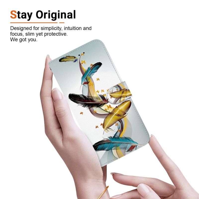 Læder Cover Oneplus Nord 5 Gyldne Fjer