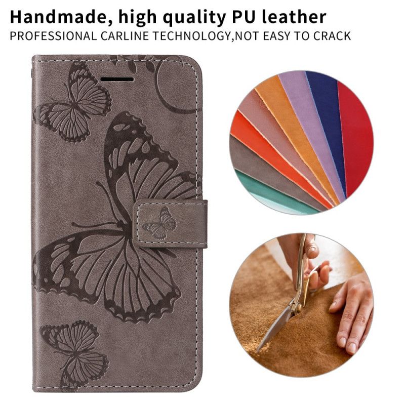 Læder Cover Oneplus Nord 5 Stor Sommerfugle