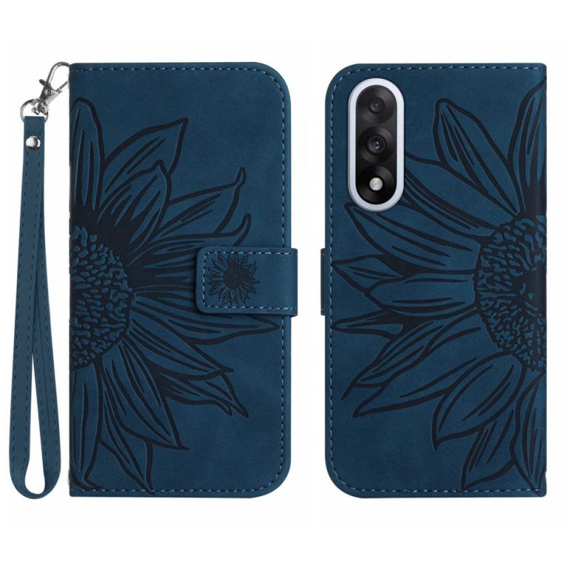 Læder Cover Oneplus Nord 5 Telefon Etui Solsikkeprint Med Rem