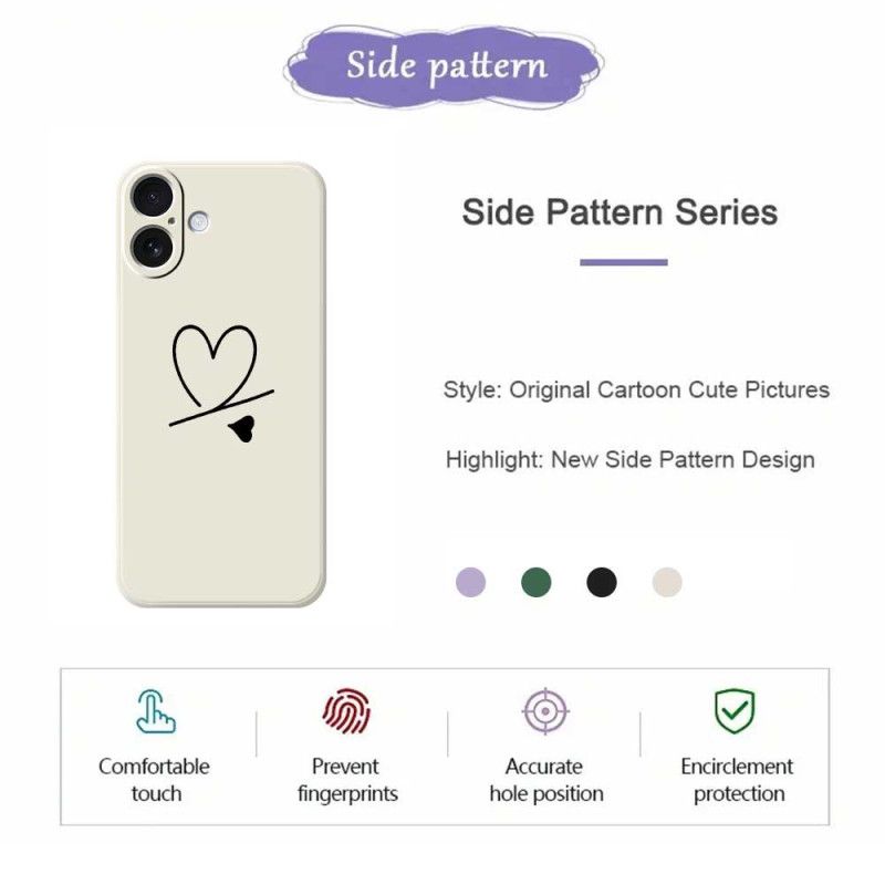 Cover iPhone 17 Telefon Etui Flydende Silikonehjerte