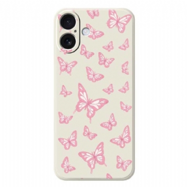 Cover iPhone 17 Telefon Etui Flydende Silikonesommerfugle