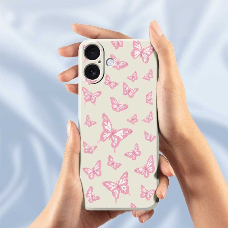 Cover iPhone 17 Telefon Etui Flydende Silikonesommerfugle