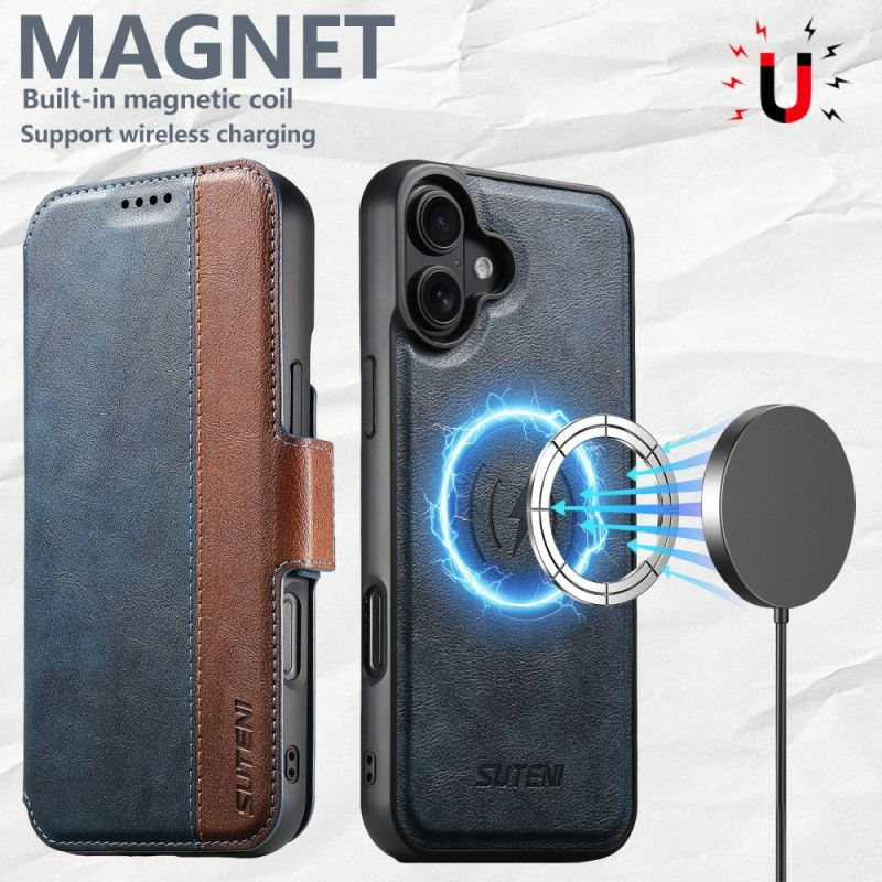 Flip Cover iPhone 17 Magsafe Tofarvet Tekstureret Læder